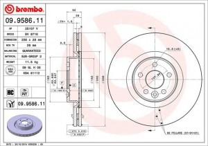 Диск тормозной 09.9586.11 BREMBO