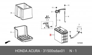 Батарея аккумуляторная 31500SDAX01 HONDA