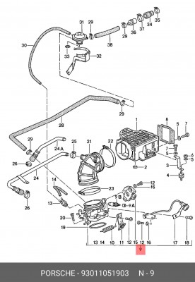 Патрубок дроссельной заслонки 93011051903 PORSCHE