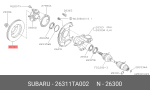 Тормозной диск 26311TA002 SUBARU