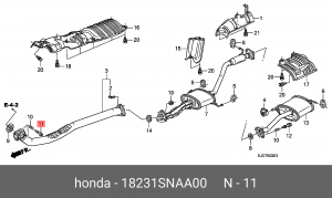 Болт, система выпуска 18231SNAA00 HONDA