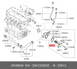 Прокладка термостата системы охлаждения 2561226020 HYUNDAI KIA