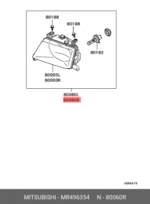 Фара (ремкомплект) MR496354 MITSUBISHI