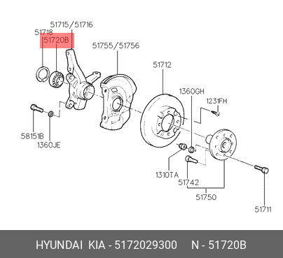 Комплект подшипника ступицы колеса 5172029300 HYUNDAI KIA