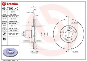 Тормозной диск 09.7292.40 BREMBO