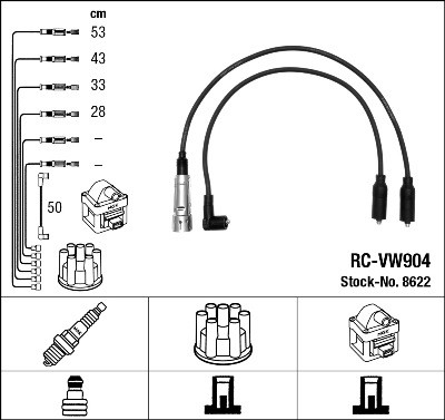 Ккомплект проводов зажигания RCVW904 NGK NTK