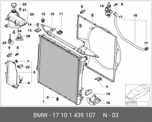 Вентилятор охлаждения радиатора ДВС 17101439107 BMW