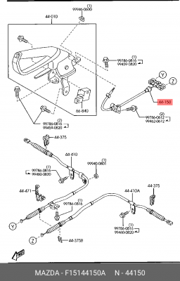 Трос, стояночная тормозная система F15144150A MAZDA