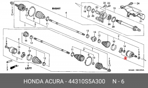 ШРУС 44310-S5A-300 HONDA