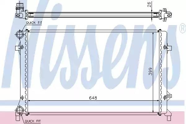 Радиатор, охлаждение двигател 65277A NISSENS
