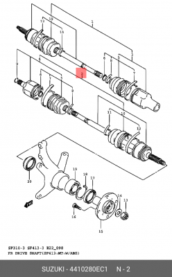 Шарнирный комплект, приводной вал 44102-80EC1 SUZUKI