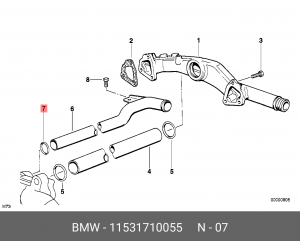 Прокладка, трубка охлаждающей жидкости 11 53 1 710 055 BMW