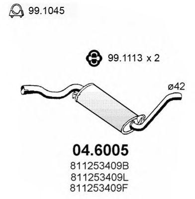 Средний глушитель выхлопных газов 046005 ASSO