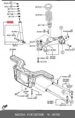 Амортизатор подвески E18128700B MAZDA