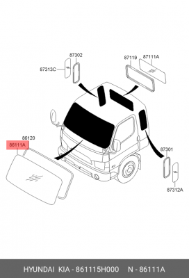 Стекло ветровое 861115H000 HYUNDAI KIA