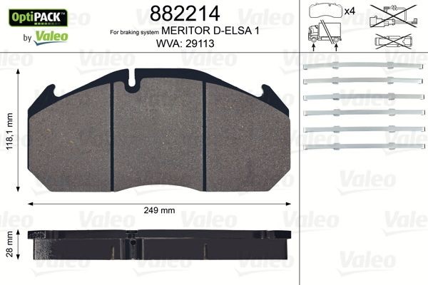 Колодки тормозные дисковые 882214 VALEO PHC