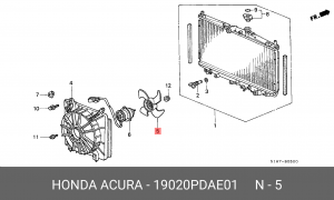 Вентилятор, охлаждение двигателя 19020PDAE01 HONDA