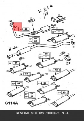 Болт, система выпуска 2000422 GENERAL MOTORS