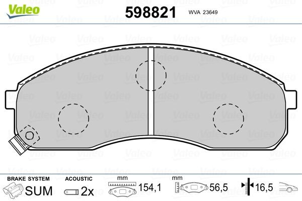 Комплект тормозных колодок, диско 598821 VALEO PHC