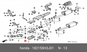 Кронштейн, система выпуска ОГ 18215SH3J01 HONDA