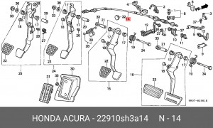 Трос, управление сцеплением 22910SH3A14 HONDA