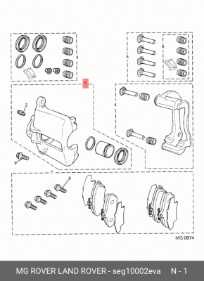 Тормозной суппорт SEG10002EVA MG ROVER LAND ROVER