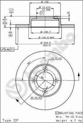 Тормозной диск 08.4752.10 BREMBO