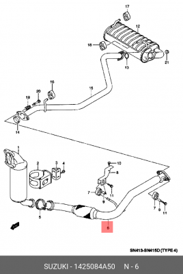 Выпускной трубопровод 14250-84A50 SUZUKI