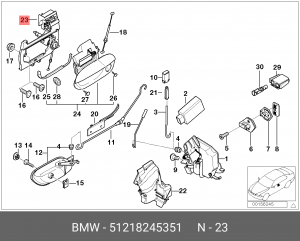 Кронштейн крепления ручки двери 51218245351 BMW