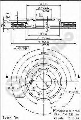 Тормозной диск 09699724 BREMBO