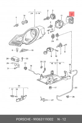 Устройство зажигания, газоразрядная лампа 99363119302 PORSCHE