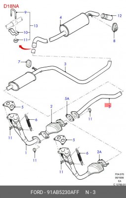 Труба системы выпуска ОГ 91AB-5230-AFF FORD