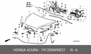Замок капота 74120SWWE21 HONDA