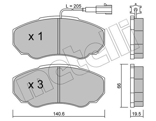 Комплект тормозных колодок, диско 2203250 METELLI