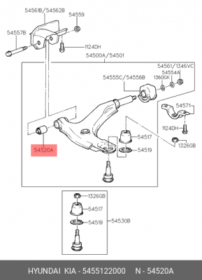 Подвеска, рычаг независимой подвески колеса 54551-22000 HYUNDAI KIA