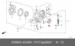 Уплотняющее кольцо, коленчатый вал 91212PE0661 HONDA
