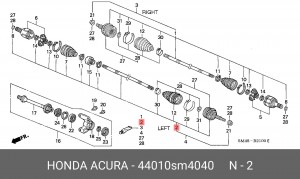 Шарнирный комплект, приводной вал 44010SM4040 HONDA
