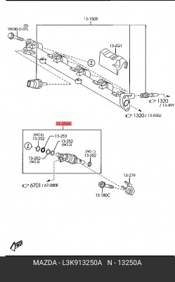 Форсунка топливная L3K9-13-250A MAZDA
