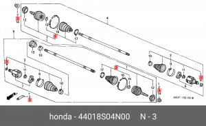 Комплект пылника, приводной вал 44018S04N00 HONDA