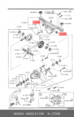 Уплотняющее кольцо, дифференциал MA02-27-238 MAZDA