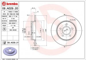 Диск тормозной 08.A029.21 BREMBO