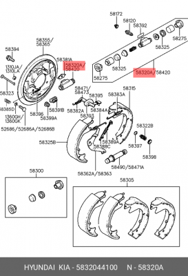 Колесный тормозной цилиндр 5832044100 HYUNDAI KIA