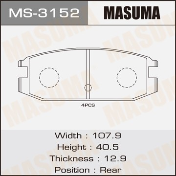 Колодки тормозные дисковые MS3152 MASUMA