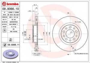 Тормозной диск 09.9366.10 BREMBO