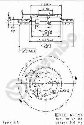 Тормозной диск 09.9607.14 BREMBO