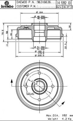 Тормозной барабан 14.9392.10 BREMBO