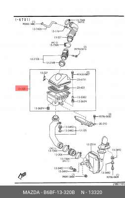 Фильтр воздушный B6BF13320B MAZDA