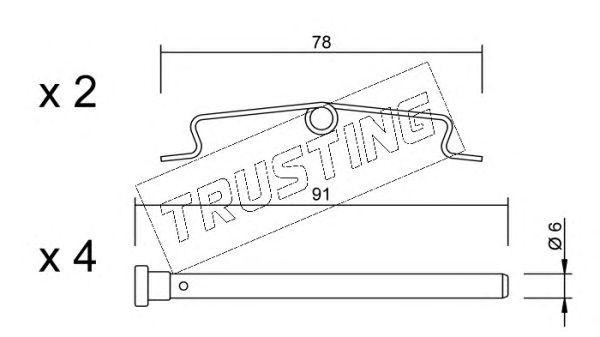 Комплектующие, колодки дискового тормоза KIT072 TRUSTING