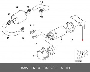 Фильтр топливный 16 14 1 341 233 BMW
