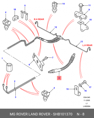 Тормозной шланг SHB101370 MG ROVER LAND ROVER